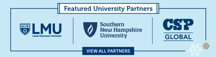 Featured University Partners: Loyola Marymount University, Southern New Hampshire University, and Concordia University, St. Paul